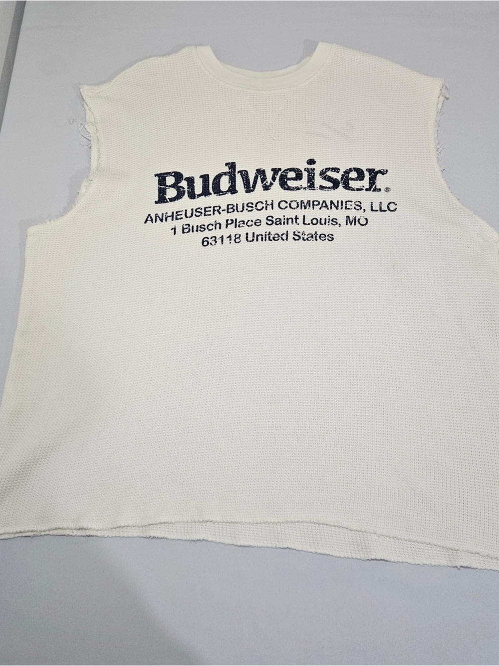 PacSun Budweiser Waffle Knit Sleeveless Thermal Shirt Off White Medium